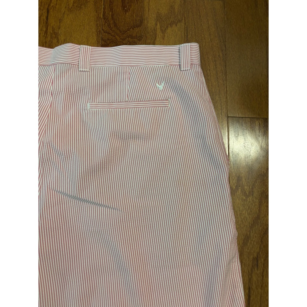 Callaway Pink and White Striped Sear Sucker Shorts Size 38 - Picture 9 of 11